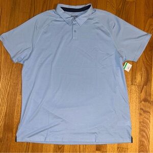 RHONE Commuter Polo Shirt Mens 2XL XXL Light Blue Short Sleeve Performance NWOT